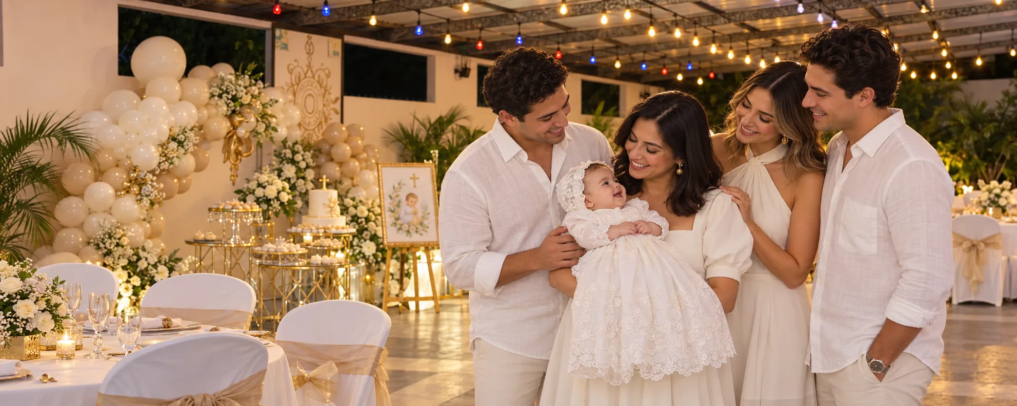 Celebración de bautizo con la familia